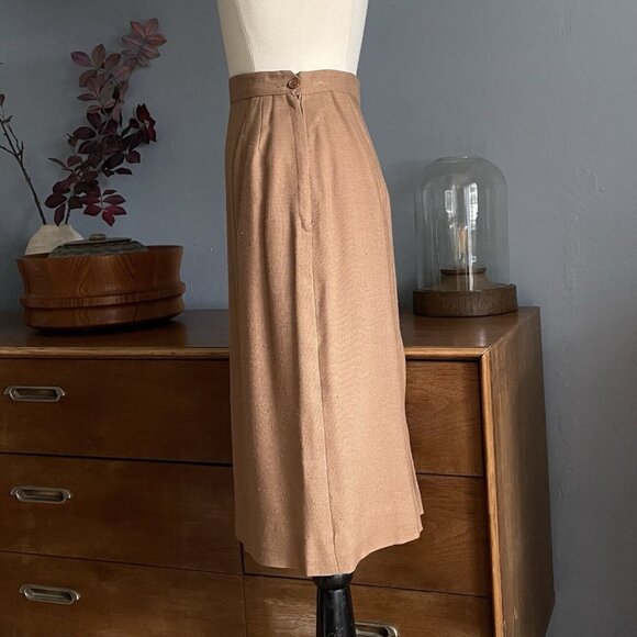 Vtg 60’s Jackie Stuart Cropped Jacket Skirt Suit Tweed Camel Office Mad Men XS/S - Picture 9 of 11